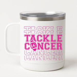 Tackle Football Breast Cancer Awareness with Pink Ribbon 12 oz Stainless Steel Tumbler Cup