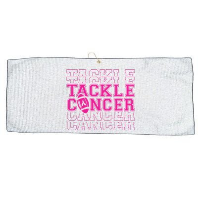 Tackle Football Breast Cancer Awareness with Pink Ribbon Large Microfiber Waffle Golf Towel