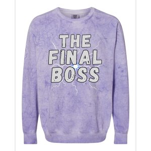 The Final Boss Rock Lightning Wrestling Rock Final Boss Colorblast Crewneck Sweatshirt