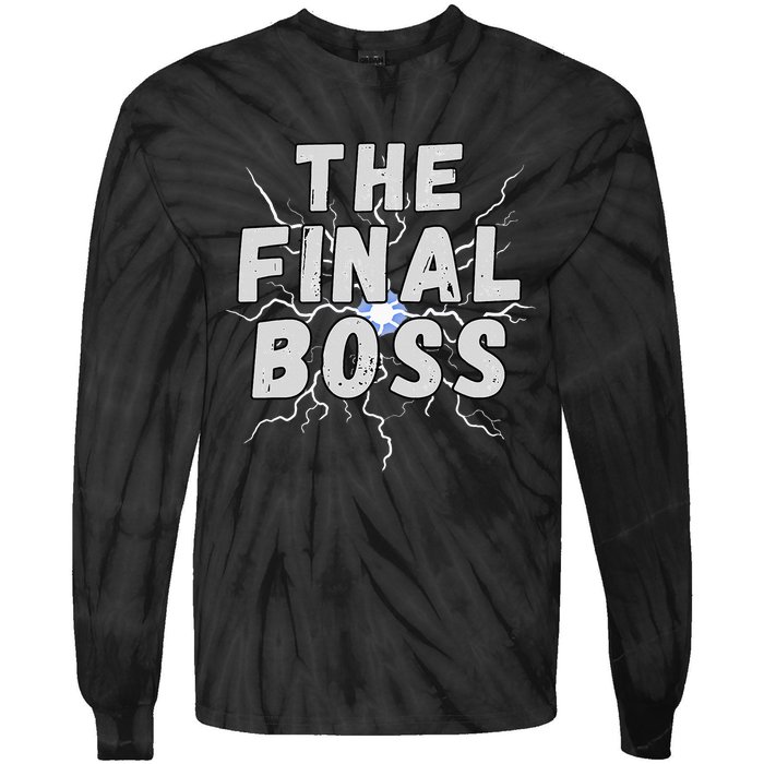 The Final Boss Rock Lightning Wrestling Rock Final Boss Tie-Dye Long Sleeve Shirt