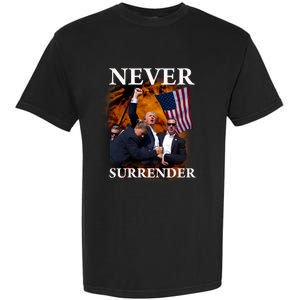 Trump Fist Bump In Air Never Surrender 2024 Garment-Dyed Heavyweight T-Shirt