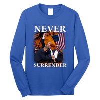 Trump Fist Bump In Air Never Surrender 2024 Long Sleeve Shirt