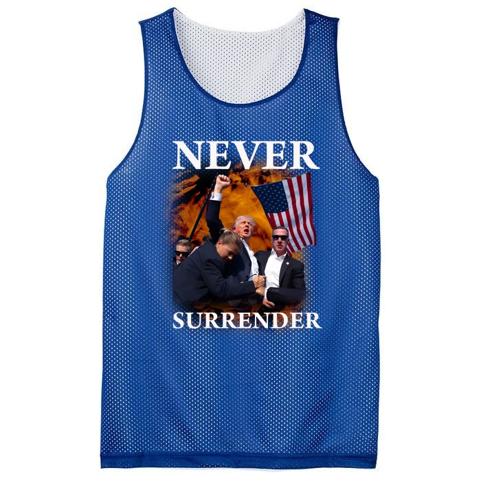 Trump Fist Bump In Air Never Surrender 2024 Mesh Reversible Basketball Jersey Tank