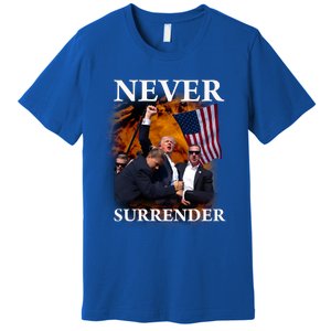 Trump Fist Bump In Air Never Surrender 2024 Premium T-Shirt