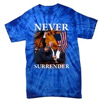 Trump Fist Bump In Air Never Surrender 2024 Tie-Dye T-Shirt