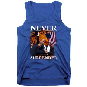 Trump Fist Bump In Air Never Surrender 2024 Tank Top