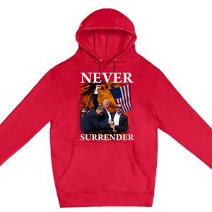 Trump Fist Bump In Air Never Surrender 2024 Premium Pullover Hoodie