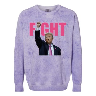 Trump Fight Breast Cancer Awareness Ribbon Support Colorblast Crewneck Sweatshirt