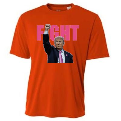 Trump Fight Breast Cancer Awareness Ribbon Support Cooling Performance Crew T-Shirt