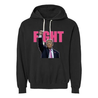 Trump Fight Breast Cancer Awareness Ribbon Support Garment-Dyed Fleece Hoodie