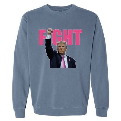 Trump Fight Breast Cancer Awareness Ribbon Support Garment-Dyed Sweatshirt