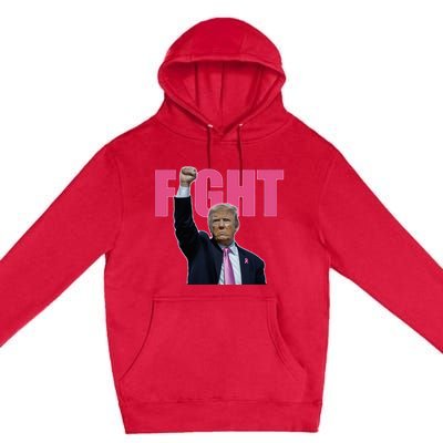 Trump Fight Breast Cancer Awareness Ribbon Support Premium Pullover Hoodie