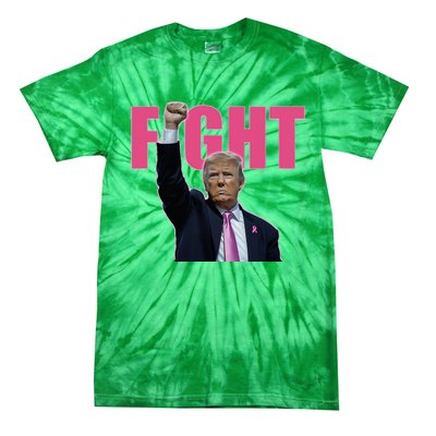 Trump Fight Breast Cancer Awareness Ribbon Support Tie-Dye T-Shirt