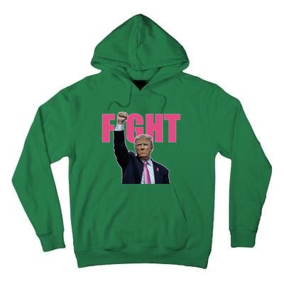 Trump Fight Breast Cancer Awareness Ribbon Support Tall Hoodie