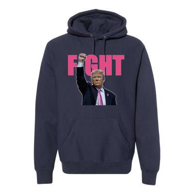 Trump Fight Breast Cancer Awareness Ribbon Support Premium Hoodie