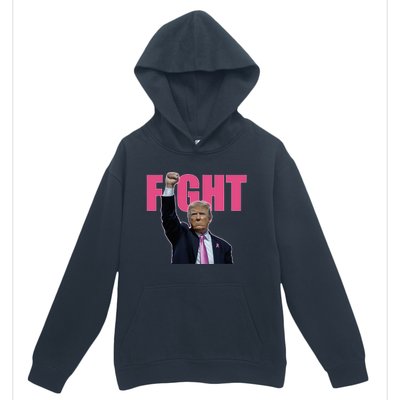 Trump Fight Breast Cancer Awareness Ribbon Support Urban Pullover Hoodie