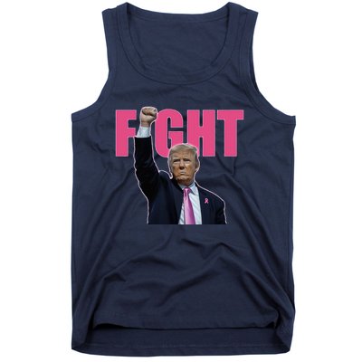 Trump Fight Breast Cancer Awareness Ribbon Support Tank Top