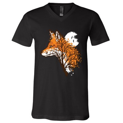 Tree Fox Beautiful Animal V-Neck T-Shirt