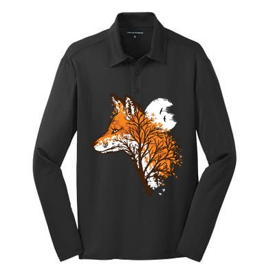 Tree Fox Beautiful Animal Silk Touch Performance Long Sleeve Polo