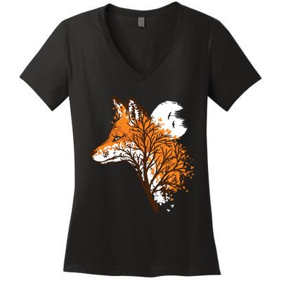 Tree Fox Beautiful Animal Women's V-Neck T-Shirt