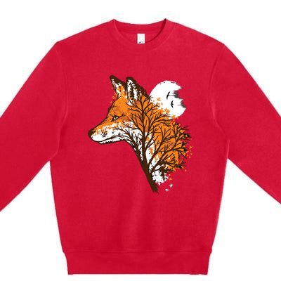 Tree Fox Beautiful Animal Premium Crewneck Sweatshirt