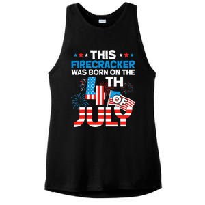 This Firecracker Born On 4th Of July Patriotic Birthday Ladies PosiCharge Tri-Blend Wicking Tank