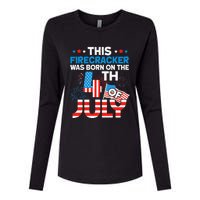 This Firecracker Born On 4th Of July Patriotic Birthday Womens Cotton Relaxed Long Sleeve T-Shirt