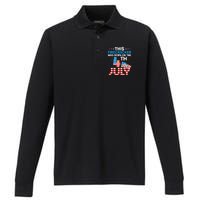 This Firecracker Born On 4th Of July Patriotic Birthday Performance Long Sleeve Polo