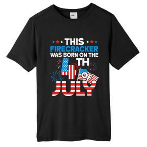 This Firecracker Born On 4th Of July Patriotic Birthday Tall Fusion ChromaSoft Performance T-Shirt