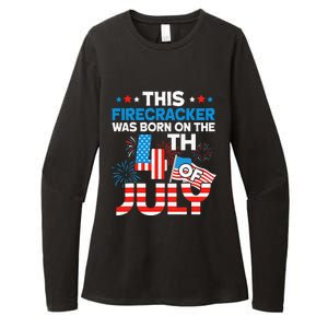 This Firecracker Born On 4th Of July Patriotic Birthday Womens CVC Long Sleeve Shirt