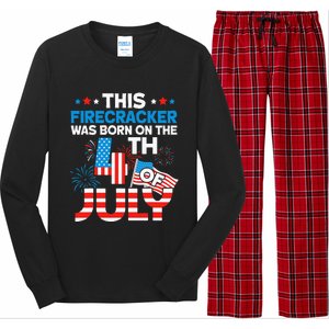 This Firecracker Born On 4th Of July Patriotic Birthday Long Sleeve Pajama Set