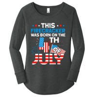 This Firecracker Born On 4th Of July Patriotic Birthday Women's Perfect Tri Tunic Long Sleeve Shirt