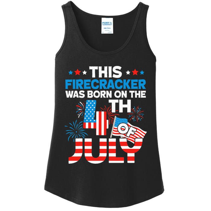 This Firecracker Born On 4th Of July Patriotic Birthday Ladies Essential Tank