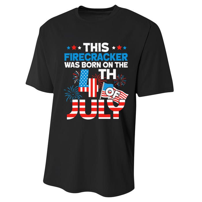 This Firecracker Born On 4th Of July Patriotic Birthday Performance Sprint T-Shirt