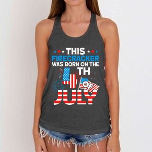 This Firecracker Born On 4th Of July Patriotic Birthday Women's Knotted Racerback Tank