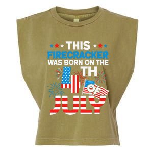 This Firecracker Born On 4th Of July Patriotic Birthday Garment-Dyed Women's Muscle Tee