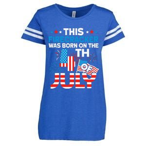 This Firecracker Born On 4th Of July Patriotic Birthday Enza Ladies Jersey Football T-Shirt