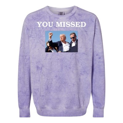 Trump Fist Bump Shot At You Missed Colorblast Crewneck Sweatshirt