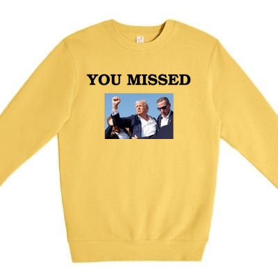 Trump Fist Bump Shot At You Missed Premium Crewneck Sweatshirt