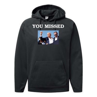 Trump Fist Bump Shot At You Missed Performance Fleece Hoodie