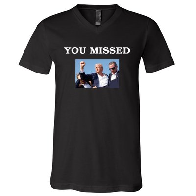 Trump Fist Bump Shot At You Missed V-Neck T-Shirt