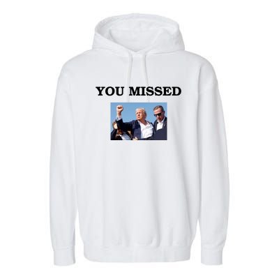 Trump Fist Bump Shot At You Missed Garment-Dyed Fleece Hoodie