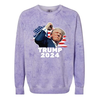 Trump Fist Bump 2024 President Red Colorblast Crewneck Sweatshirt