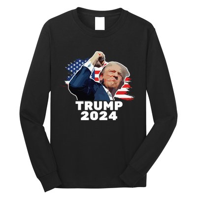 Trump Fist Bump 2024 President Red Long Sleeve Shirt