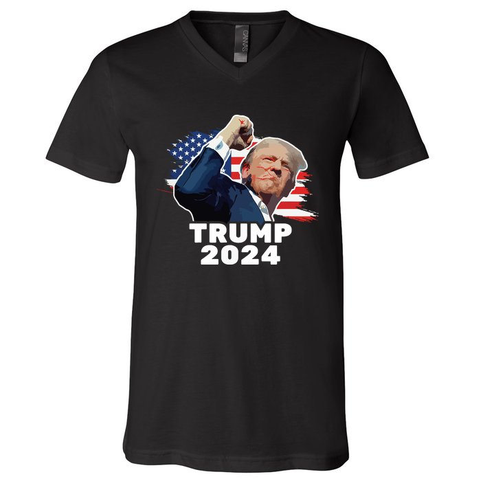 Trump Fist Bump 2024 President Red V-Neck T-Shirt