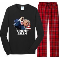 Trump Fist Bump 2024 President Red Long Sleeve Pajama Set