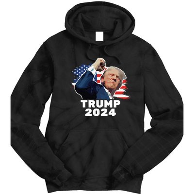 Trump Fist Bump 2024 President Red Tie Dye Hoodie