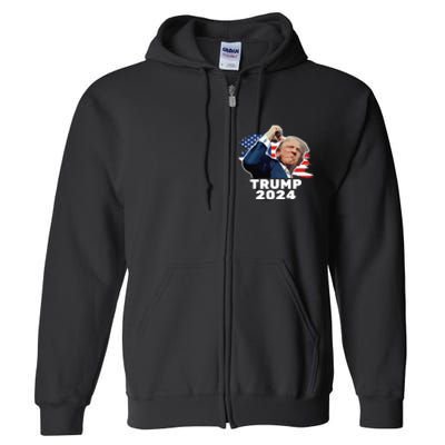 Trump Fist Bump 2024 President Red Full Zip Hoodie