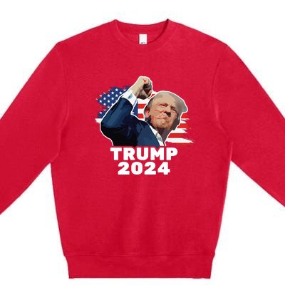 Trump Fist Bump 2024 President Red Premium Crewneck Sweatshirt