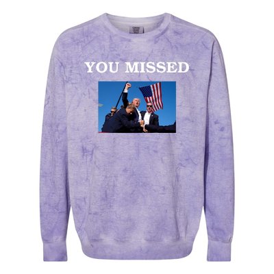 Trump Fist Bump You Missed 2024 Colorblast Crewneck Sweatshirt